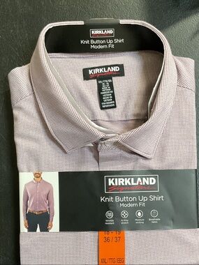 Kirkland Signature Men's Knit Button-Up Shirt - Light Mauve